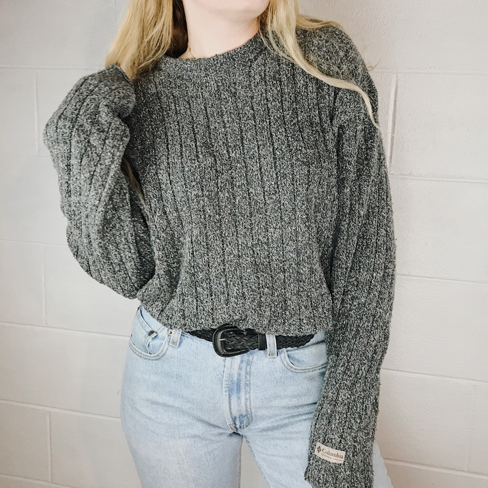 cozy knitted gray sweater pullover